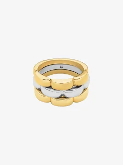 Bague bicolore à 3 rangs de maillons