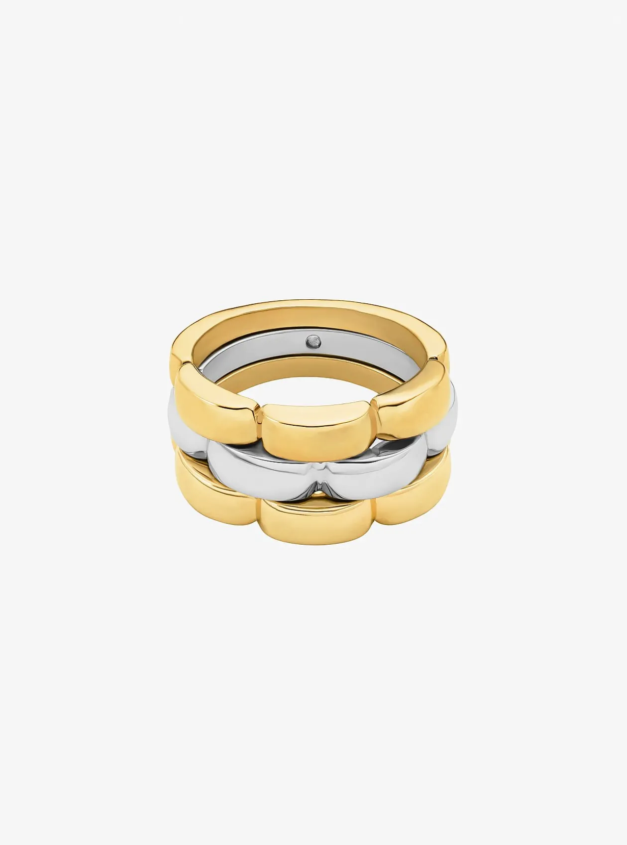 Bague bicolore à 3 rangs de maillons