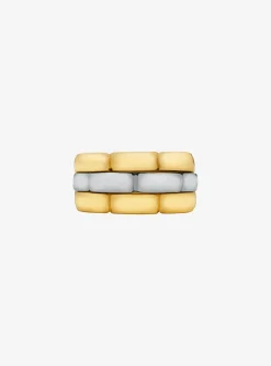 Bague bicolore à 3 rangs de maillons