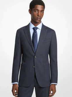Blazer à coupe ajustée en flanelle de laine mélangée