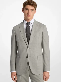 Blazer à coupe ajustée en flanelle de laine mélangée