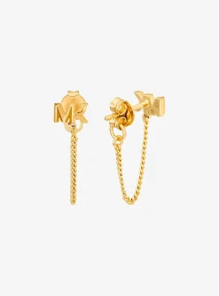 Boucles d’oreilles à chaîne et logo en argent sterling plaqué en métal précieux