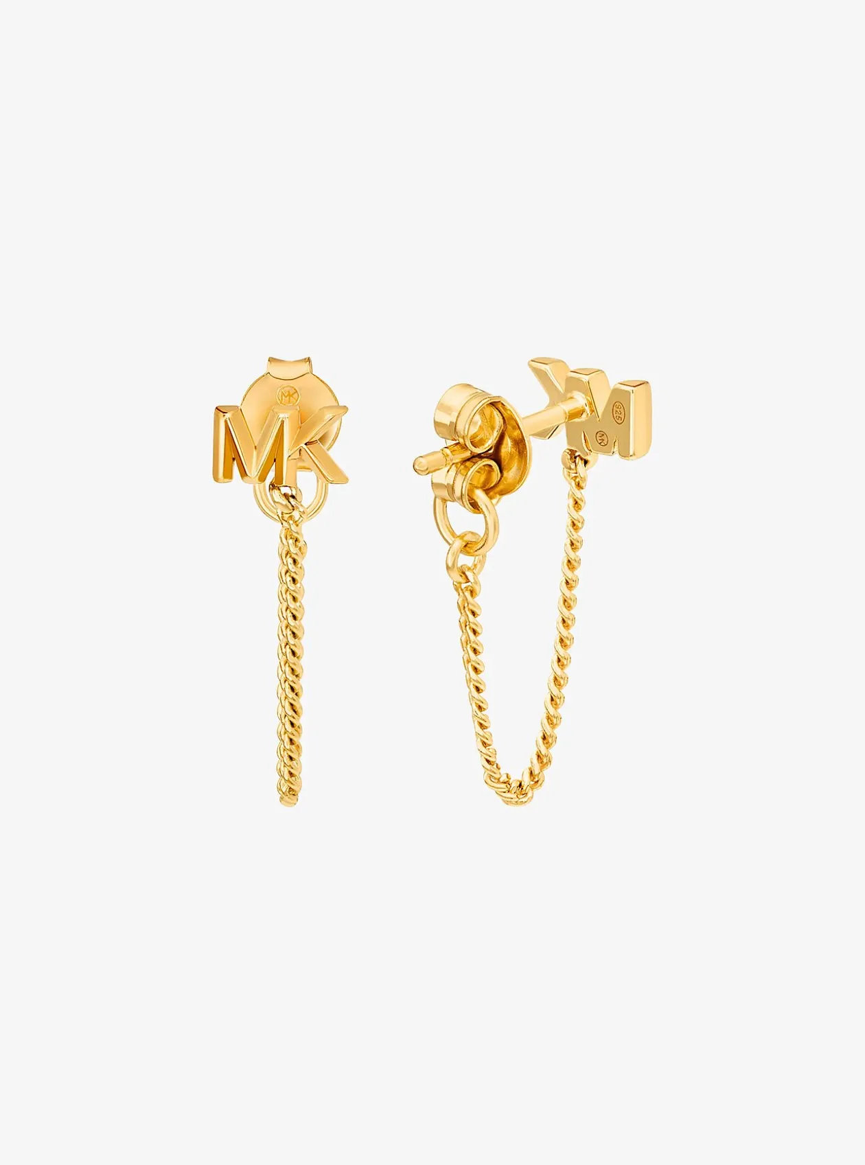 Boucles d’oreilles à chaîne et logo en argent sterling plaqué en métal précieux