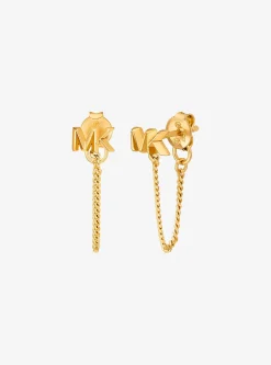 Boucles d’oreilles à chaîne et logo en argent sterling plaqué en métal précieux
