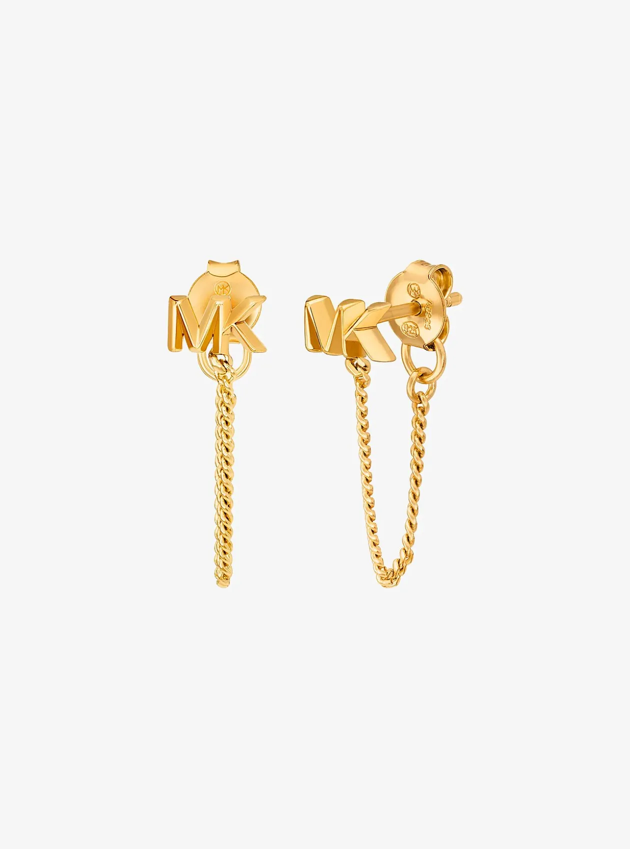 Boucles d’oreilles à chaîne et logo en argent sterling plaqué en métal précieux