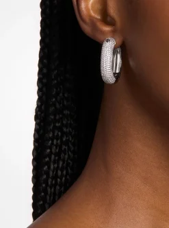 Boucles d'oreilles créoles carrées à pierres pavées