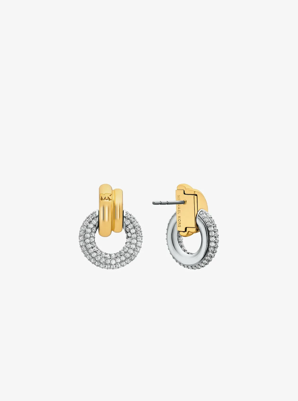 Boucles d'oreilles créoles entrelacées à pierres pavées