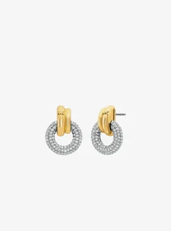 Boucles d'oreilles créoles entrelacées à pierres pavées