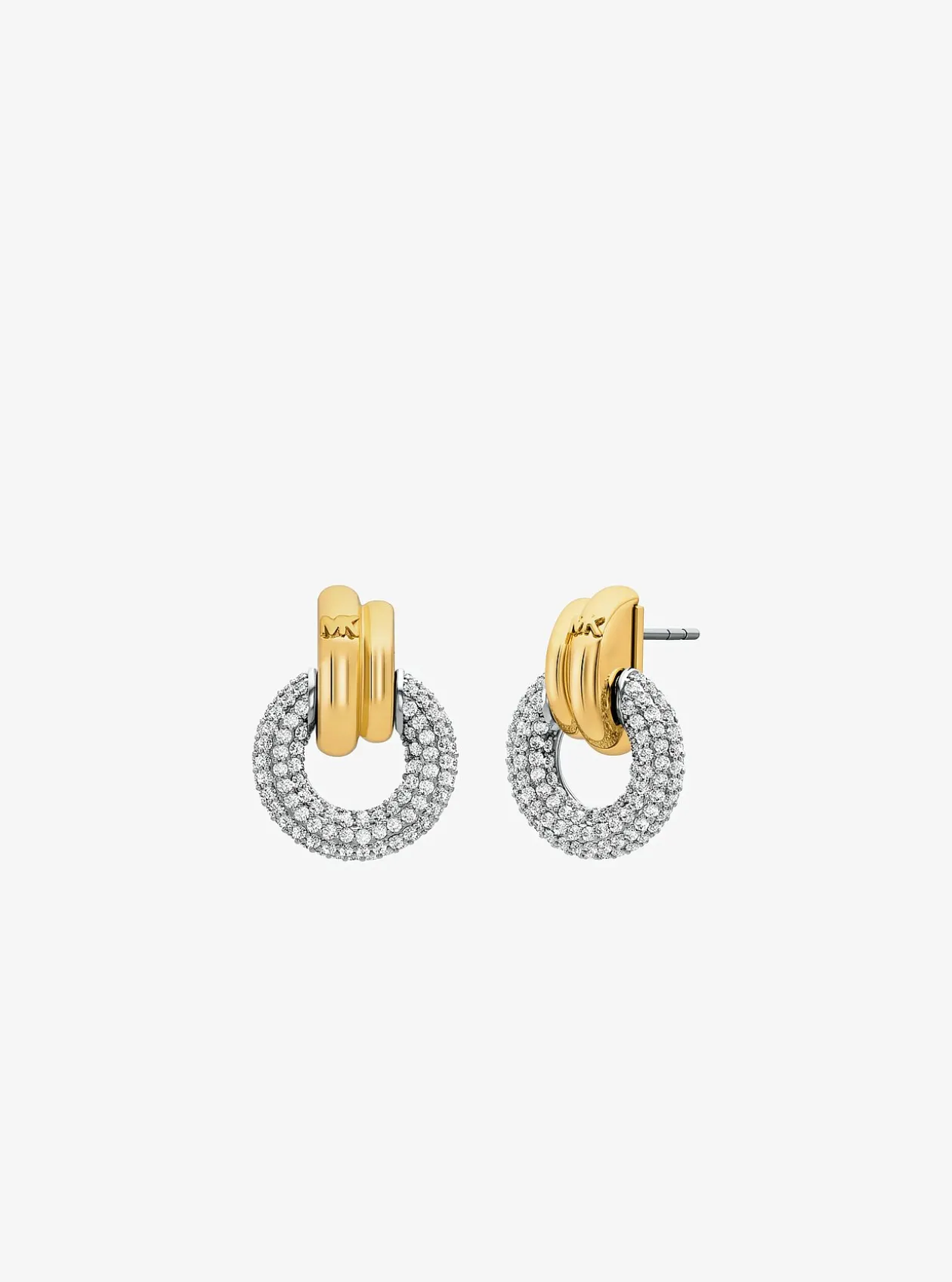 Boucles d'oreilles créoles entrelacées à pierres pavées