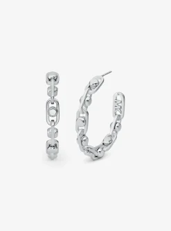 Boucles d'oreilles créoles à maillons Astor de taille moyenne en laiton plaqué en métal précieux