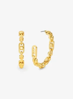 Boucles d'oreilles créoles à maillons Astor de taille moyenne en laiton plaqué en métal précieux