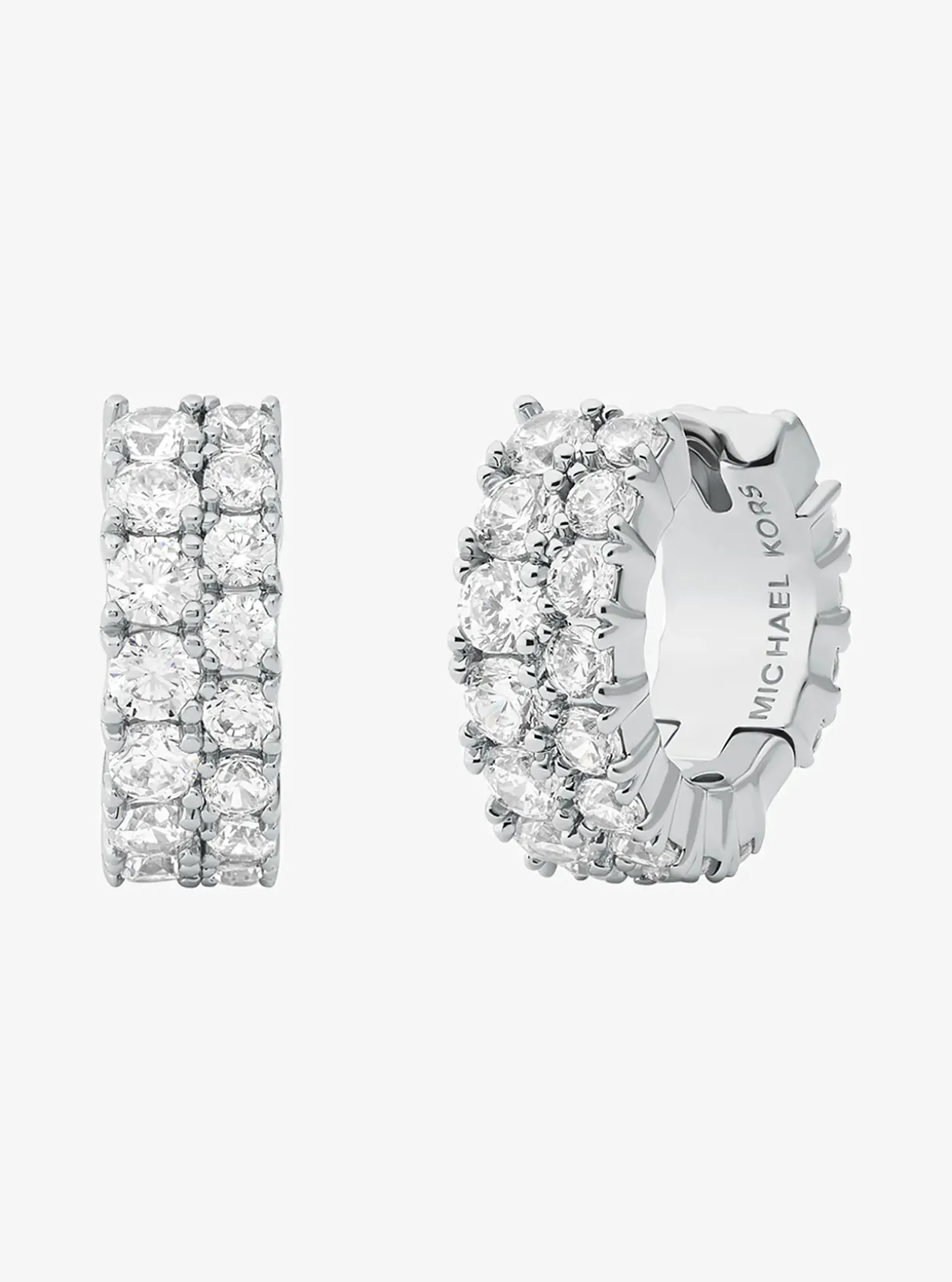 Boucles d'oreilles huggies doubles à pierres pavées