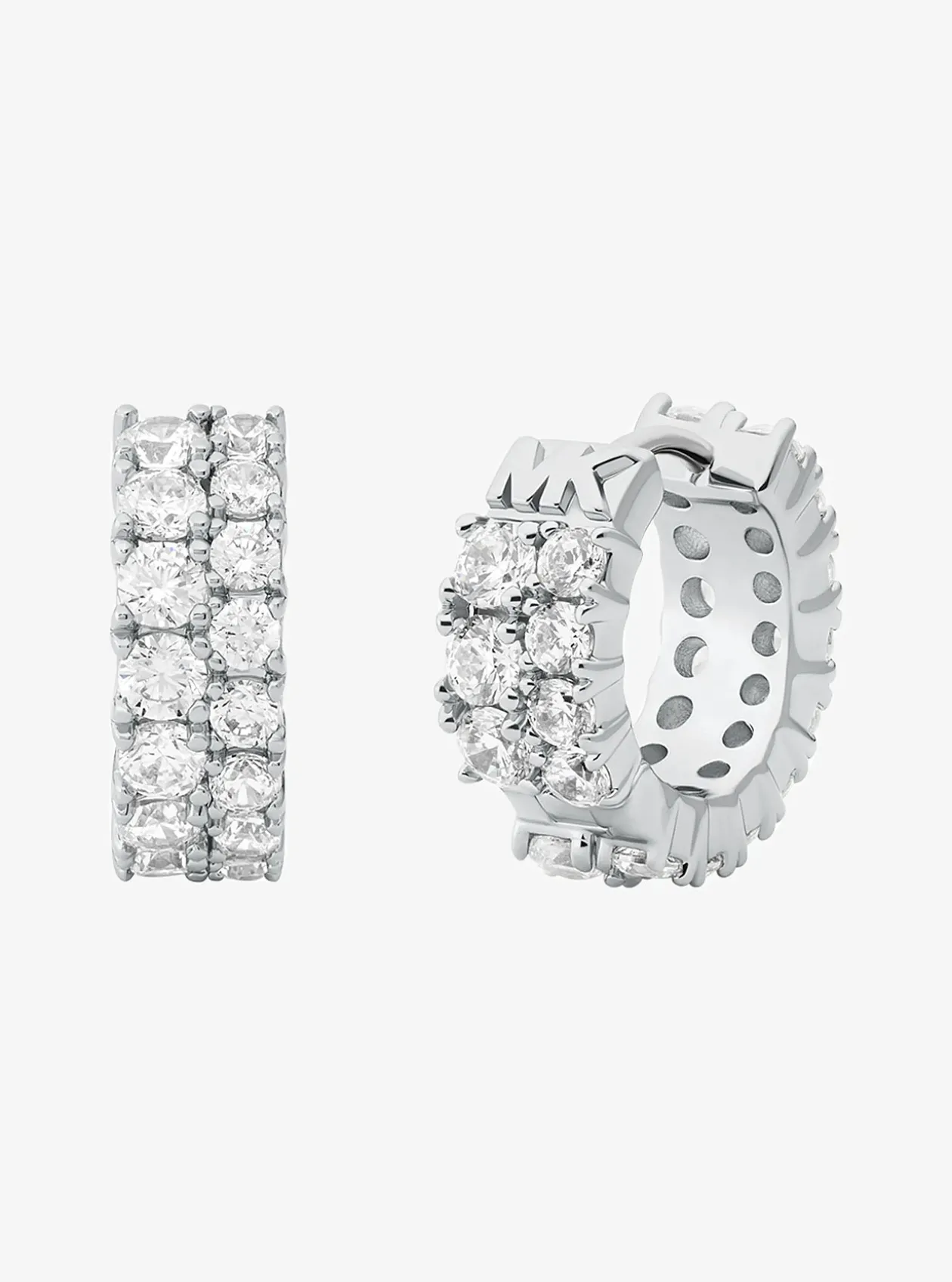 Boucles d'oreilles huggies doubles à pierres pavées