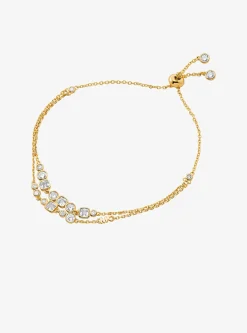 Bracelet à glissière avec pierres serties en argent sterling plaqué en métal précieux