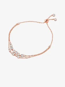 Bracelet à glissière avec pierres serties en argent sterling plaqué en métal précieux