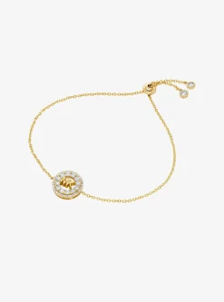 Bracelet à glissière Fulton plaqué en métal précieux et à logo serti pavé