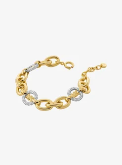 Bracelet à maillons et breloque logo à pierres pavées
