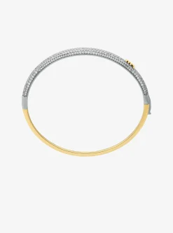 Bracelet rigide bombé bicolore à pierres pavées