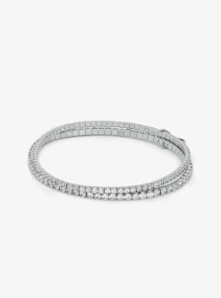 Bracelet tennis double en laiton plaqué en métal précieux