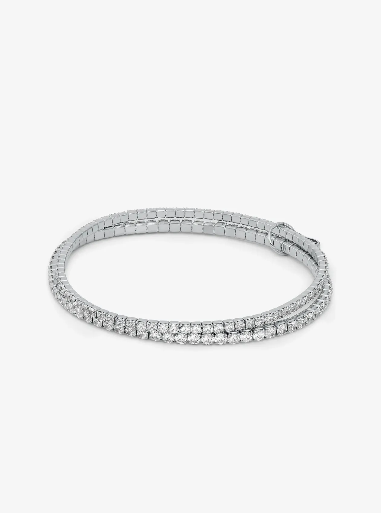 Bracelet tennis double en laiton plaqué en métal précieux