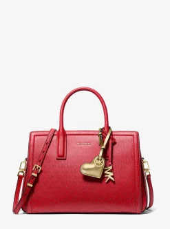 Breloque de sac cœur en cuir métallisé rembourré