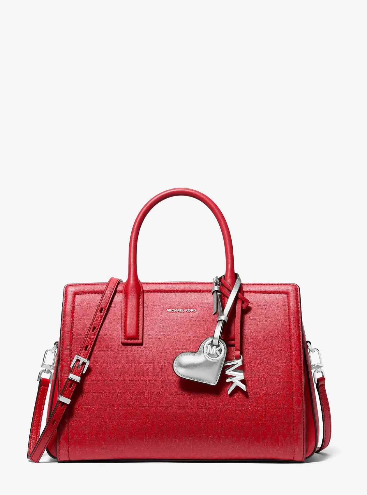 Breloque de sac cœur en cuir métallisé rembourré
