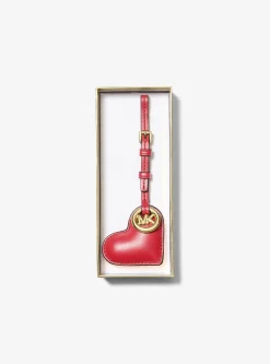 Breloque de sac cœur en cuir rembourré