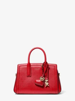 Breloque de sac cœur en cuir rembourré