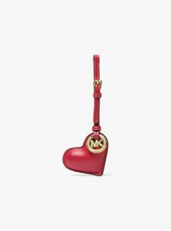 Breloque de sac cœur en cuir rembourré