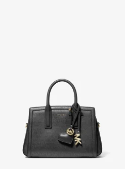 Breloque de sac cœur en cuir rembourré