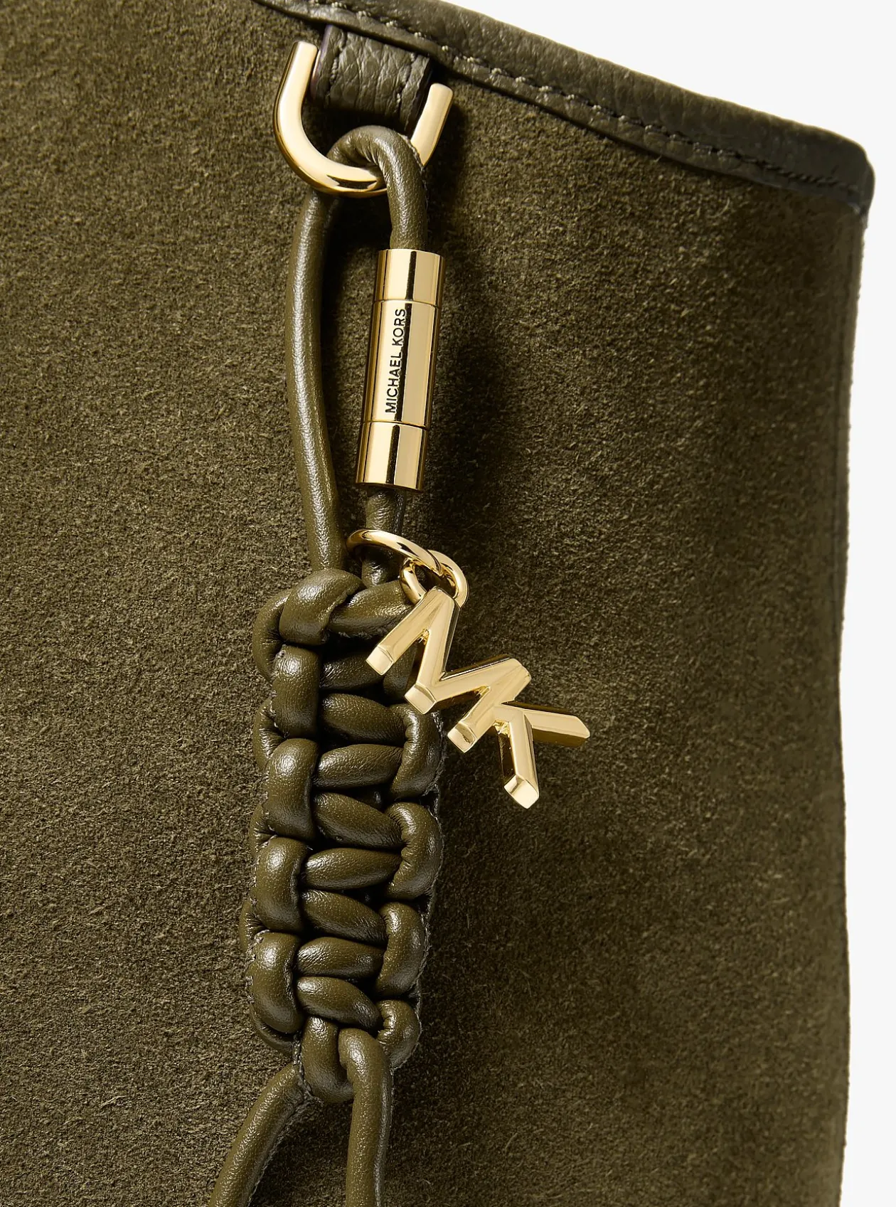 Breloque de sac dorée avec cordon tressé