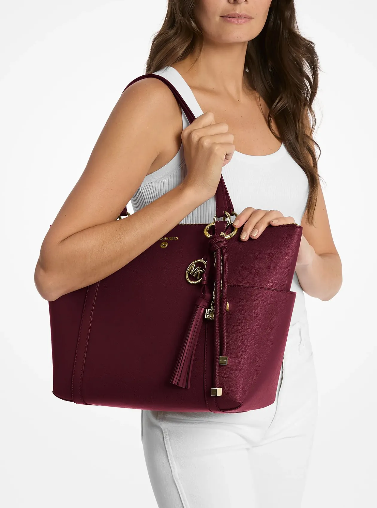 Breloque de sac dorée avec cordon