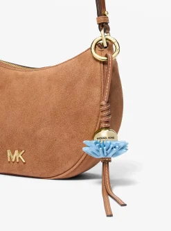 Breloque de sac fleurs en cuir