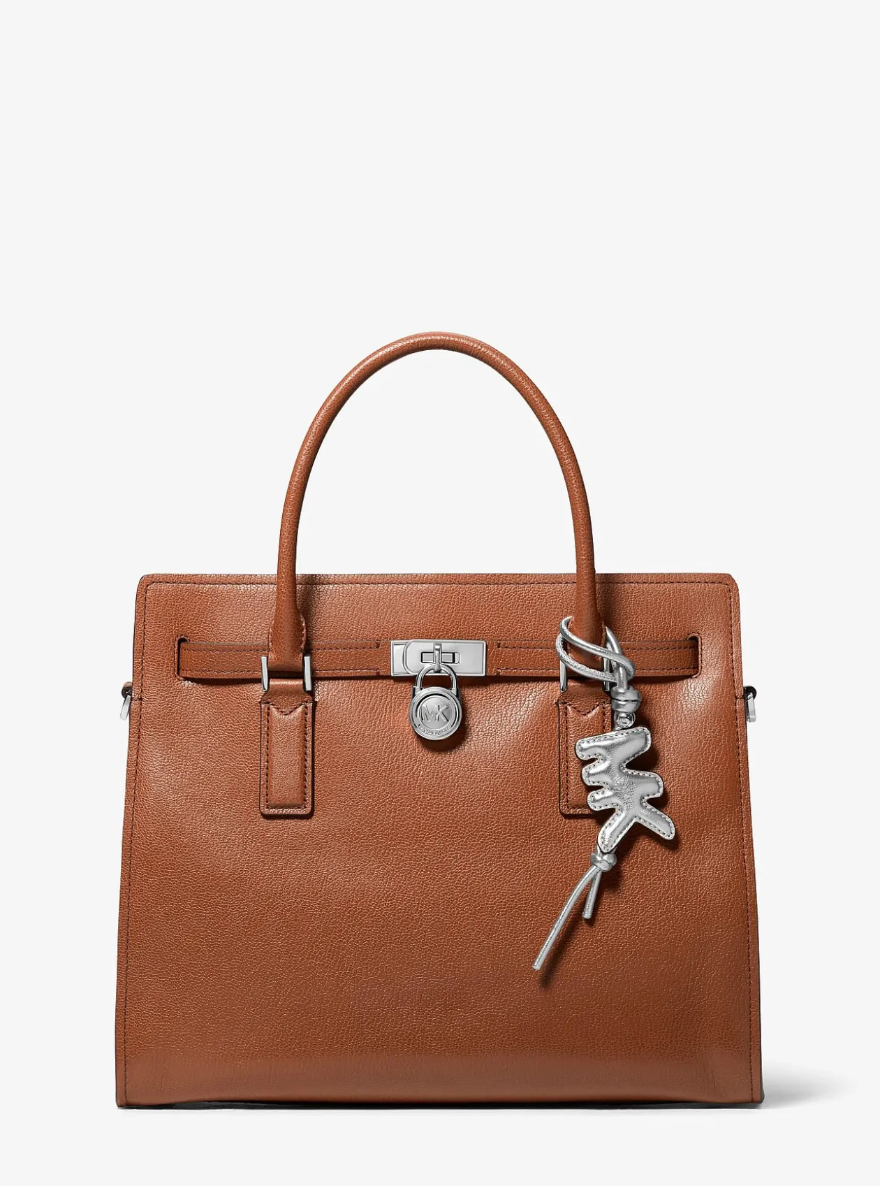 Breloque de sac rembourré en cuir métallisé à logo