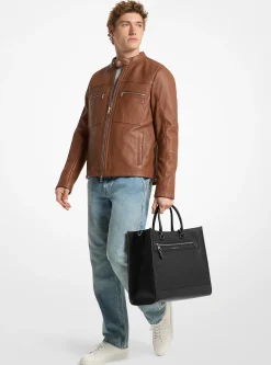 Cabas Jet Set en cuir à logo en relief