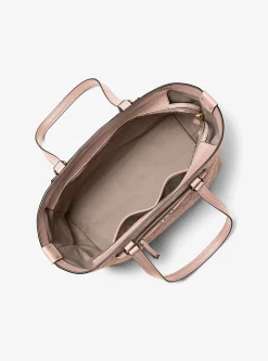 Cabas Jet Set Travel de taille moyenne en cuir à logo en relief