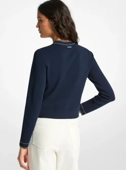 Cardigan en tricot extensible à bordure contrastée