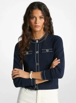 Cardigan en tricot extensible à bordure contrastée