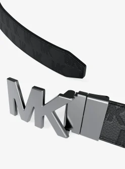 Ceinture à boucle réversible en cuir à logo en relief