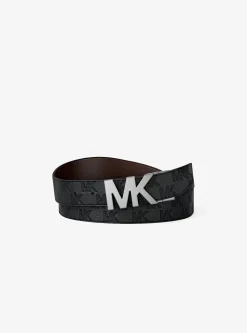 Ceinture à boucle réversible en cuir à logo en relief