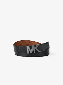Ceinture à boucle réversible en cuir à logo en relief