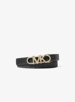 Ceinture Empire réversible en cuir et à logo Signature