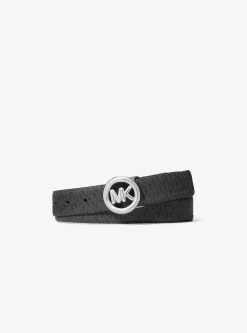 Ceinture en cuir et à breloque logo Signature MK Pop