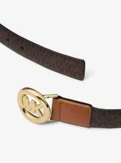 Ceinture en cuir et à breloque logo Signature MK Pop