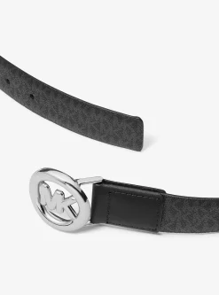 Ceinture en cuir et à breloque logo Signature MK Pop