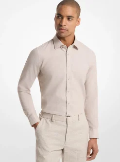 Chemise ajustée en coton et lin