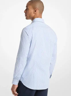 Chemise ajustée en coton extensible à rayures