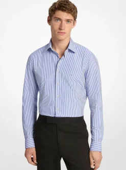 Chemise ajustée en tricot technique à rayures