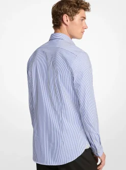 Chemise ajustée en tricot technique à rayures