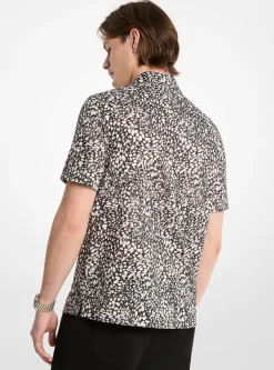 Chemise en coton imprimé à col cubain
